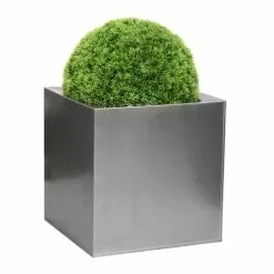 60cm Silver Zinc Galvanised Cube Planters - By Primrose™