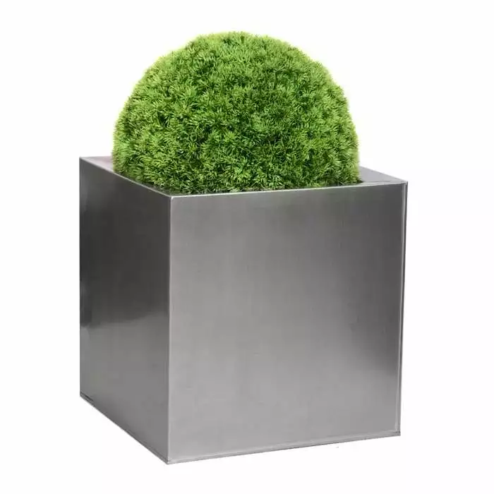 30cm Zinc Galvanised Silver Cube Pot - By Primrose™ 3 30cm Zinc Galvanised Silver Cube Pot - By Primrose™