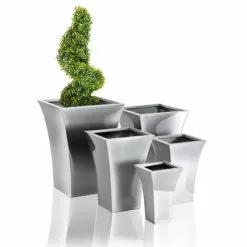 H49cm Zinc Galvanised Silver Flared Square Planter - By Primrose™ 8 H49cm Zinc Galvanised Silver Flared Square Planter - By Primrose™ -All Plants Sales Store PP0250M add image 2 ca2a