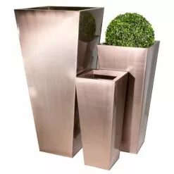 H116cm Zinc Galvanised Flared Square Planter In A Copper Finish By Primrose™ -All Plants Sales Store PP0262XL add image 4 8581