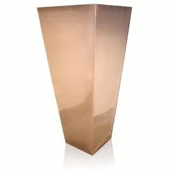 H116cm Zinc Galvanised Flared Square Planter In A Copper Finish By Primrose™