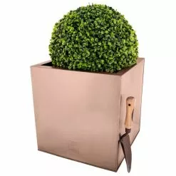 40cm Zinc Galvanised Cube Planter In A Copper Finish By Primrose™ -All Plants Sales Store PP0264L add image 2 a403