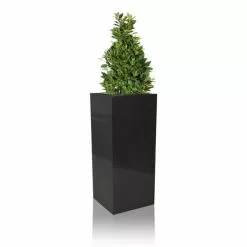 H75cm Zinc Galvanised Tall Platinum Cube Planter - By Primrose™