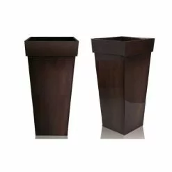 H70cm Mocha Brown Zinc Tall Flared Square Planter - By Primrose™