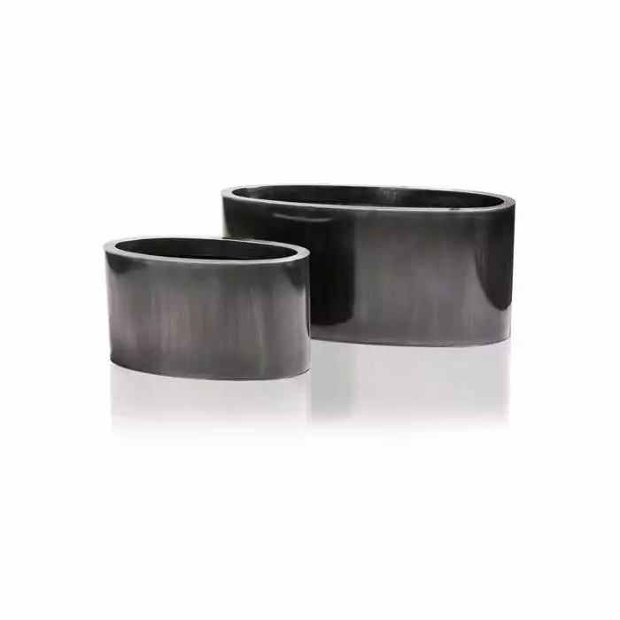 W60cm Platinum Low Oval Zinc Galvanised Planter - By Primrose™ 4 W60cm Platinum Low Oval Zinc Galvanised Planter - By Primrose™ - Image 2