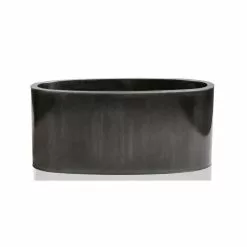 W60cm Platinum Low Oval Zinc Galvanised Planter - By Primrose™