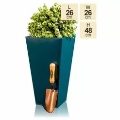 H48cm Zinc Galvanised Teal Flared Square Planter - By Primrose™ -All Plants Sales Store PP2640S 3da7