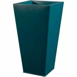 H48cm Zinc Galvanised Teal Flared Square Planter - By Primrose™