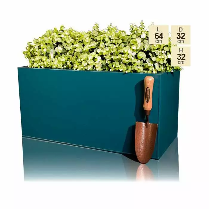 64cm Zinc Galvanised Teal Trough Planter - By Primrose™ 6 64cm Zinc Galvanised Teal Trough Planter - By Primrose™ - Image 4
