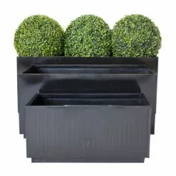 100cm Zinc Galvanised Kick-Bottom Trough Planter In Platinum By Primrose™ -All Plants Sales Store PP3008L add image 3 c36c