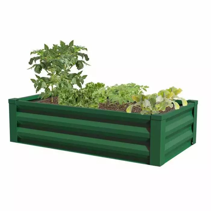 Green Metal Raised Garden Planter With Liner 3 Green Metal Raised Garden Planter With Liner